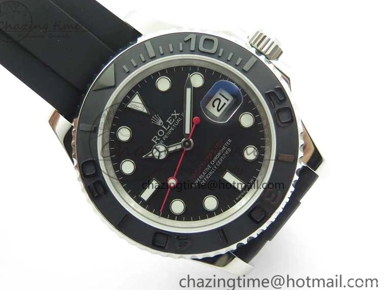 0130 Yacht-Master 116655 ARF SS Custom Made Black Ceramic Bezel on Oysterflex Rubber Strap A HighPerformance 3064